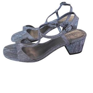 Adrianna Papell Women's Size 7 Gold Sparkle Edie T Strap Low Square Heels